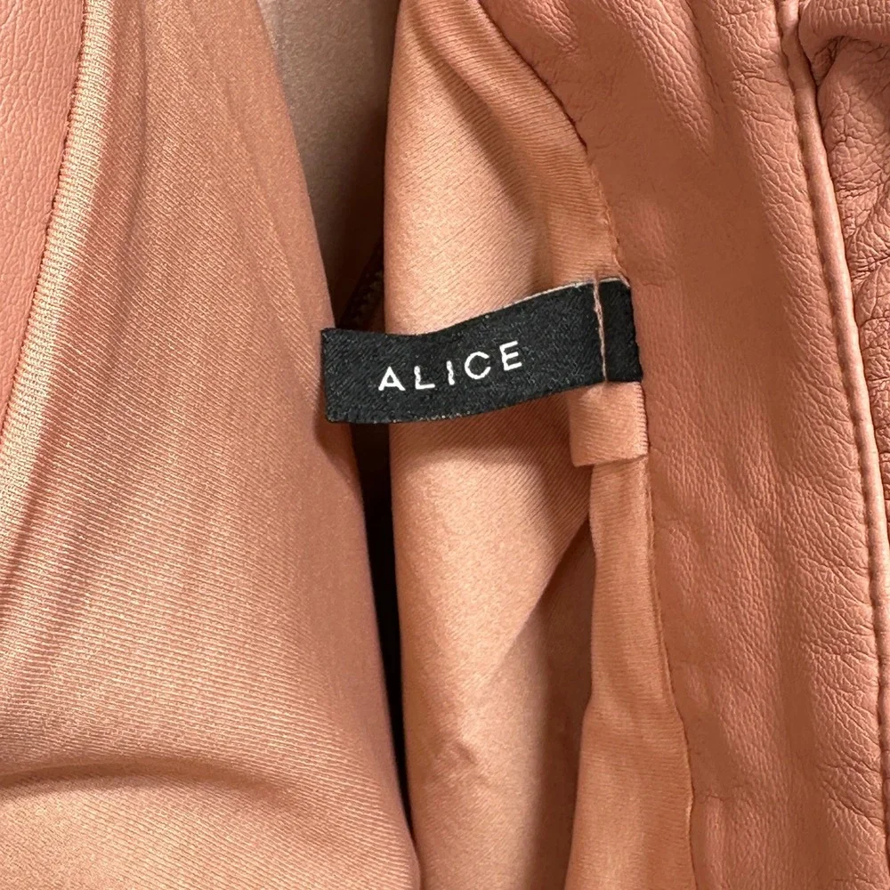 Alice Dusty Rose Faux Leather Paperbag‎ Waist Midi Skirt Belted Size Large
